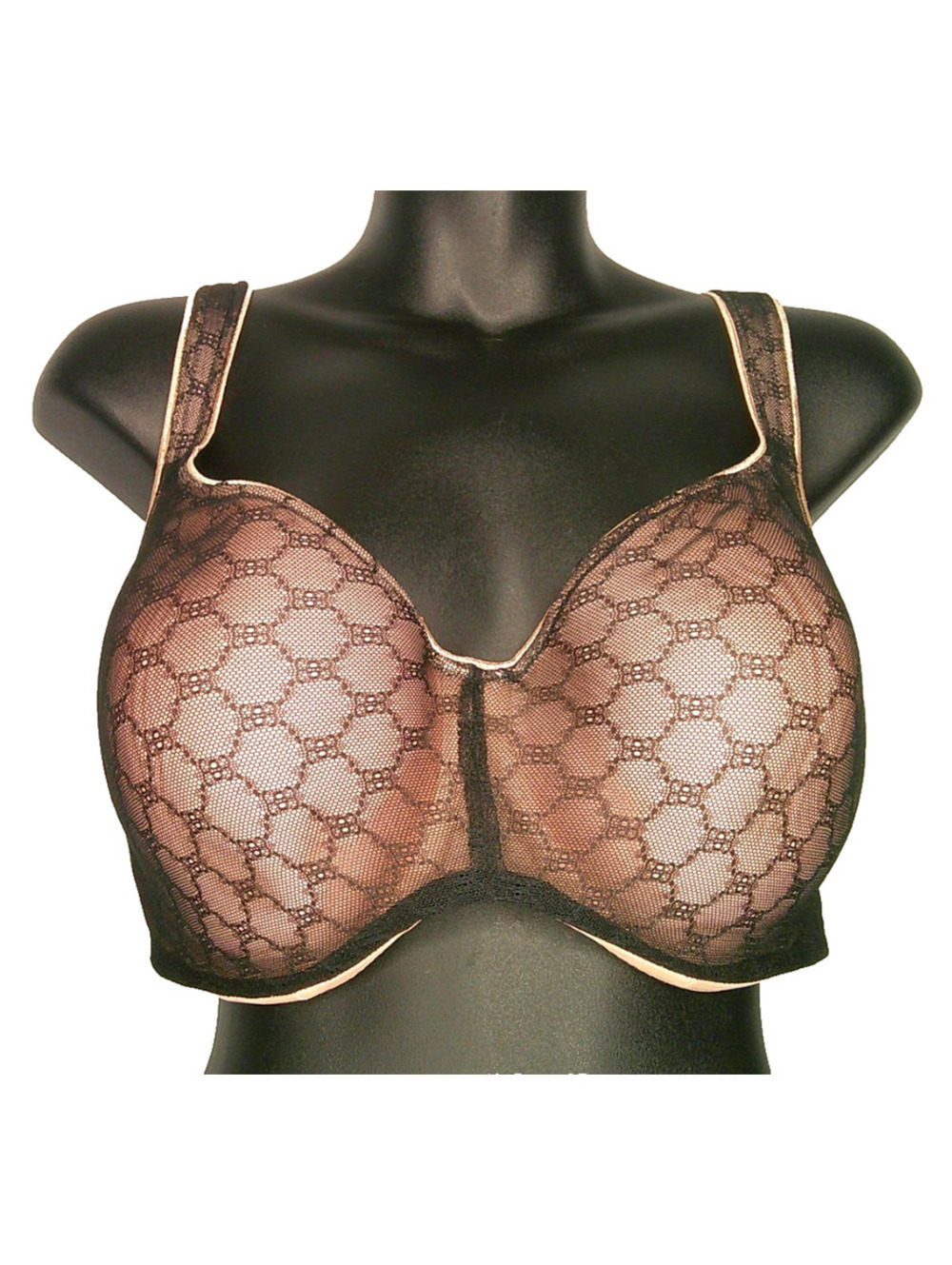 NWT Soma Stunning Support Geo Lace Full Coverage Bra 40DDD Underwire Black